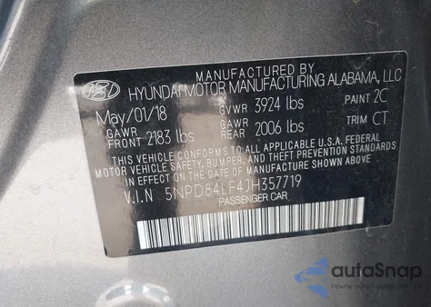 2018 Hyundai Elantra Sel from USA, damaged, VIN 5NPD84LF4JH357719